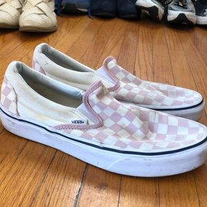 Vans slip ons- checkered pink and off-white
